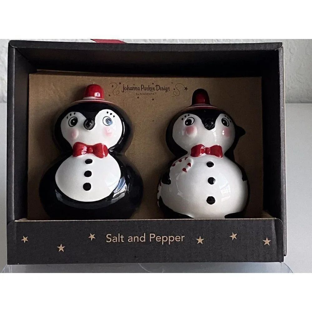 Johanna Parker Penguin‎ Holiday Salt And Pepper Shakers Set NEW